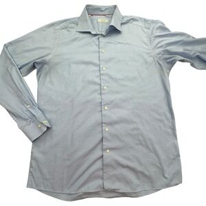 Eton Shirt Mens 17.5 44 Blue Micro Check Contemporary Fit Dress Spread Collar